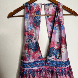 Free People Daydream Floral Butterfly Print Dress Boho Festival Feminine Sz L‎ thumbnail 7
