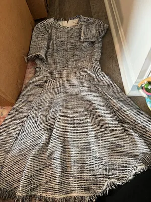 REBECCA TAYLOR Tweed Boucle Fringe‎ tailored dress sz 2 thumbnail 5