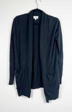 Wilfred Aritzia Womens Open Front Knit Silk Cashmere Blend‎ Cardigan Gray Sz M thumbnail 1