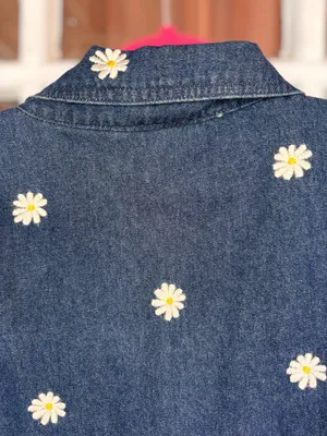 Vintage The Quacker Factory Women’s 3X Daisy Blue Denim Zip Up Top Grandmacore thumbnail 3