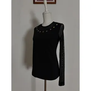 Anatomie Kim Black Mesh Grommet Long Sleeve Stretch Top Small Goth thumbnail 4