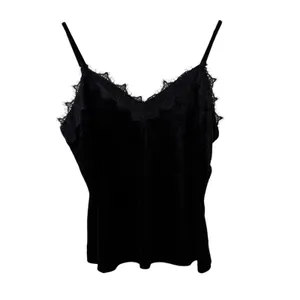 Allegra K Velvet Cami Top Lace Trim‎ Sleeveless Tank Top Black XL thumbnail 8