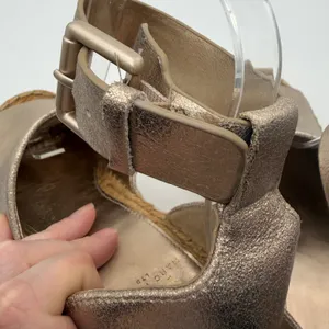 Marc Fisher LTD Madalyn Metallic Gold Leather Espadrille Wedge Sandals 6M thumbnail 10