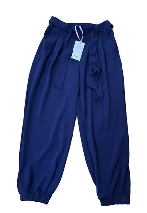 Women's Grace Karin Casual Self Tie Bow-Knot Ankle Length Pants Med NWT‎ Blue thumbnail 1