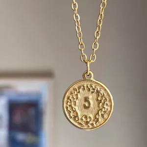 Handmade fully gold tone stainless steel antique vintage chic style coin necklace✨ thumbnail 4
