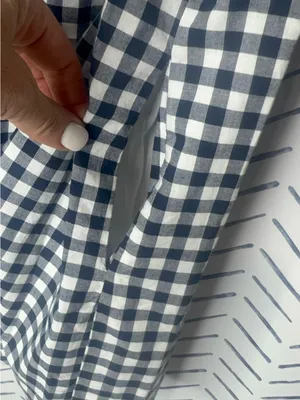 Abercrombie & Fitch navy white gingham off-the-shoulder mini dress size small thumbnail 5
