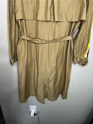 Zara TRF Beige Striped Belted Beige Trench Coat Utility Streetwear Duster Jacket thumbnail 12