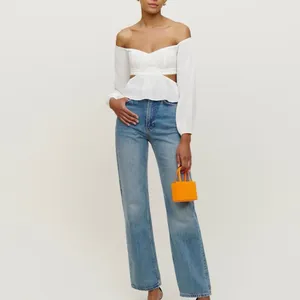 Reformation Laraine Ivory Off The Shoulder Cropped Blouse Women’s Size Medium 8 thumbnail 2