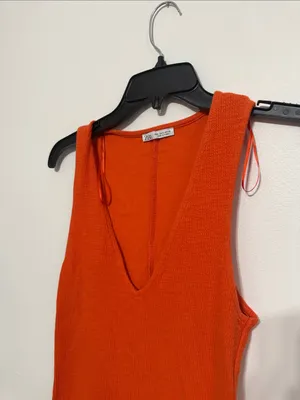 ZARA Sleeveless V-Neck Plain Midi Sweater Dress Sz S thumbnail 3