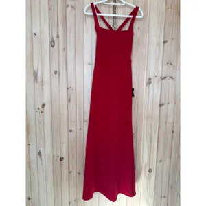 NWT Lulus Perfectly Demure Red Backless Column Maxi Dress Holiday Wedding Size S thumbnail 3