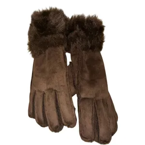 NWT Womens Brown Faux Fur Cuff Gloves Cozy Winter‎ Dress Gloves thumbnail 3