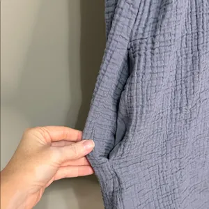 ZARA Blue Gray Cotton Gauze Crinkle Babydoll‎ Tunic Dress XS thumbnail 8