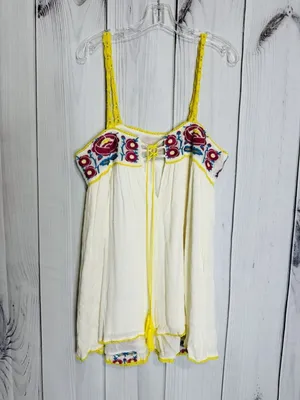 Smell the Roses Women Floral Tassel Babydoll Dress Sz L Sleeveless Corset Back thumbnail 4