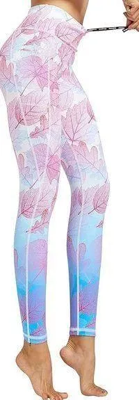 Yoga Pants Pink Ribbon Breast Cancer Awareness Compression Leggings Workout thumbnail 1