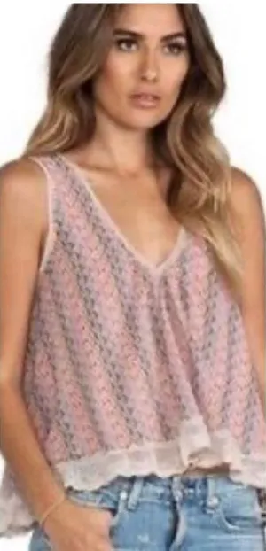 Free People Boho Trapeze Lace Top Size Large thumbnail 1
