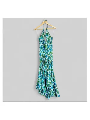 Amur Edie Floral Ruffle Cascade Halter Maxi Dress thumbnail 3