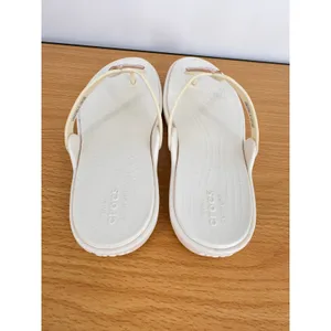 Crocs Sanrah sandals women's 9 liquid metallic flip flop white rose gold comfort thumbnail 5