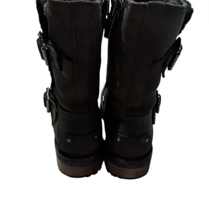 UGG Niels II Black Leather Suede Buckle Biker Boots 1095130 Womens Size 7 thumbnail 5