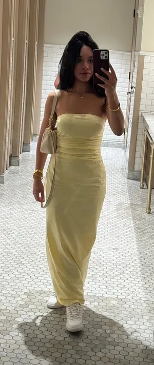 Strapless Yellow Maxi Dress - Elegant Summer Styling thumbnail 1