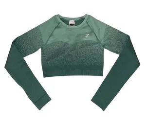 Gymshark green cropped long sleeve workout cinch back top women’s size small thumbnail 1
