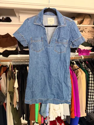 Habitual dark blue denim short sleeve collared mini dress Size XS thumbnail 10