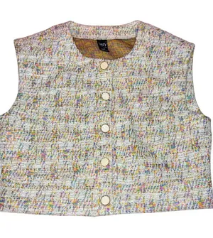 Dazy Multicolor Cropped Tweed Button thumbnail 1