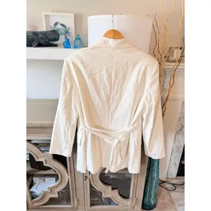 Zara‎ Linen Blend Blazer Women Cream Large 9929/225/712 New With Tags thumbnail 4