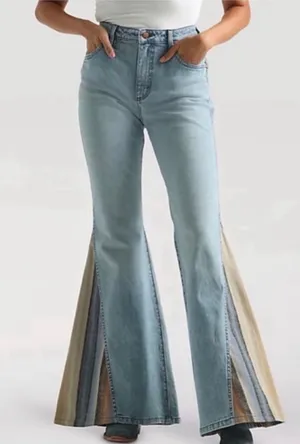RARE Wrangler X Pendelton Trumpet Flare Jean in Light Wash Denim Size 32 L 32 thumbnail 1