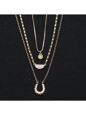 NWT Universal Thread Pendant Box Link Multi-Strand Necklace Gold Yellow 21" + 3" thumbnail 2