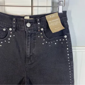 NWT Madewell Limited-Edition‎ Drop: The Studded '90s Straight Jean size 26 black thumbnail 3
