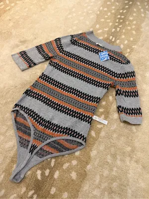 Free people Intimately black and orange half sleeve bodysuit NWT women's size XS thumbnail 2