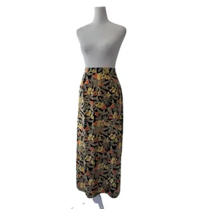 Vintage ‘90s Sag Harbor Orange, Yellow & Beige Tropical Floral Print Maxi Skirt thumbnail 4