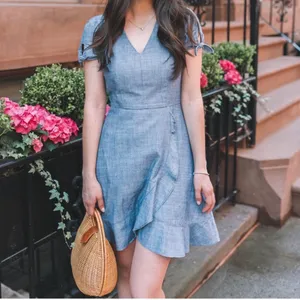 J.‎ Crew Faux-Wrap Chambray Dress thumbnail 2