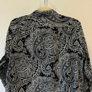 Lauren Ralph Lauren Black White Paisley Non-Iron Cotton Button Down Shirt Large thumbnail 6