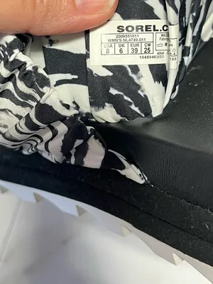 Sorel Women's Roaming Two Strap Slide platform Sandals Black White Size 8 thumbnail 3