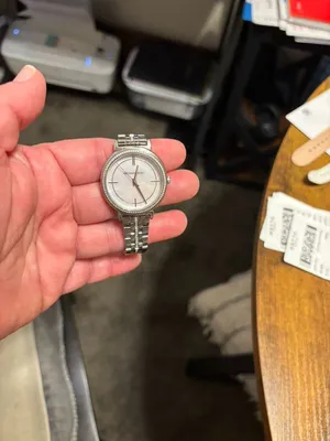 Michael Kors Silver Tone Crystal Bezel Watch Mother of Pearl Dial thumbnail 3