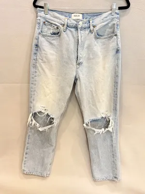 Agolde Riley High Rise‎ Crop Jeans 29 Distressed Light Wash Mom Y2K Straight Leg thumbnail 2