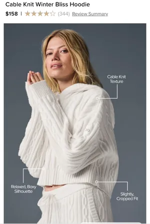 Alo Yoga Cable Knit Hoodie Winter Bliss thumbnail 2