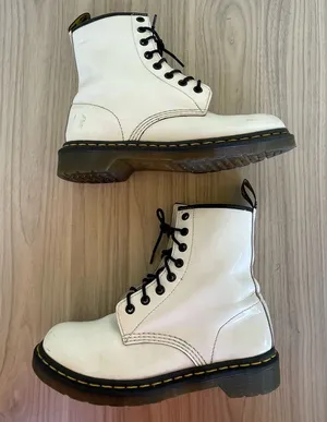 Dr. Martens White and Black Lace-Up Boots thumbnail 1