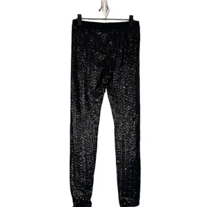 Bisou Bisou Black Metallic Sequin Skinny Ankle Dressy Legging Pants Women Sz M thumbnail 2