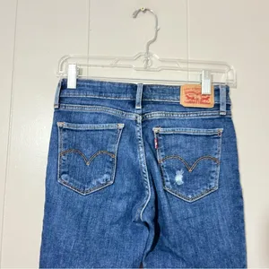 Levi’s 711 Skinny Jeans Women’s Size 25 Distressed Stretch Mid Rise Raw Hem thumbnail 7