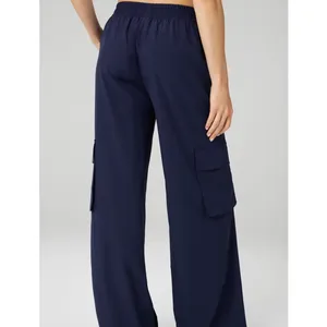 Fabletics Large Downtown Wide Leg Cargo Pants Pockets Pull-On Stretch Hi-Rise thumbnail 2