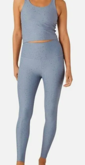 Beyond Yoga Alloy Sparkle High waisted Midi Legging in Blue & Shiny Sparkle XS thumbnail 1