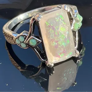 Gorgeous Opal ring size 9 simulated opal Very colorful sparkly and pretty! New thumbnail 3