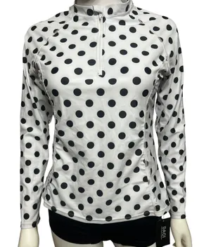 DACI Women QuarterZip Performance Pullover Polka Dot Long Sleeve Swim Top Medium thumbnail 1