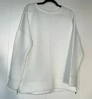 Buckle Black Womens White Waffle Grid Sweatshirt G11 thumbnail 1
