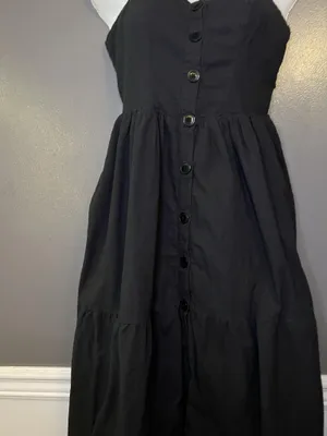 Urban Outfitters Dress Womens Medium Black Button Front Midi Sundress Sweetheart thumbnail 3