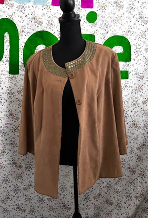 A. Giannetti Suede Brown Jacket with Bead embellishments Size 1X thumbnail 1