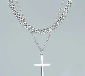 Cross Pendant Necklace for Men Women Streetwear Unisex Hip Hop Style thumbnail 2