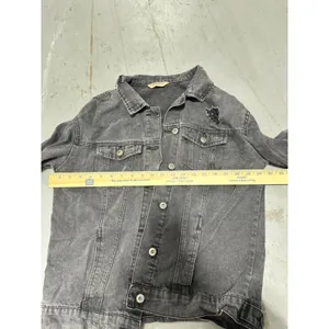 Highway Jeans Distressed Denim Jacket Washed Black Gray Trucker Mens Small thumbnail 4